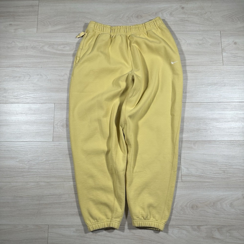 Nike Sweatpants Mens Large Yellow Fleece‎ Joggers Elastic Waist Pockets Cuffed